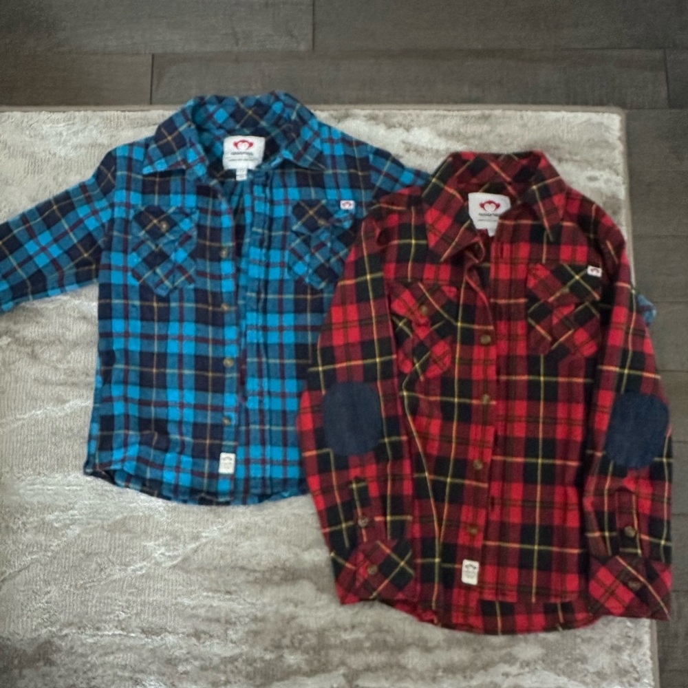 Kids Plaid Flannel Shirts - Blue and Red
